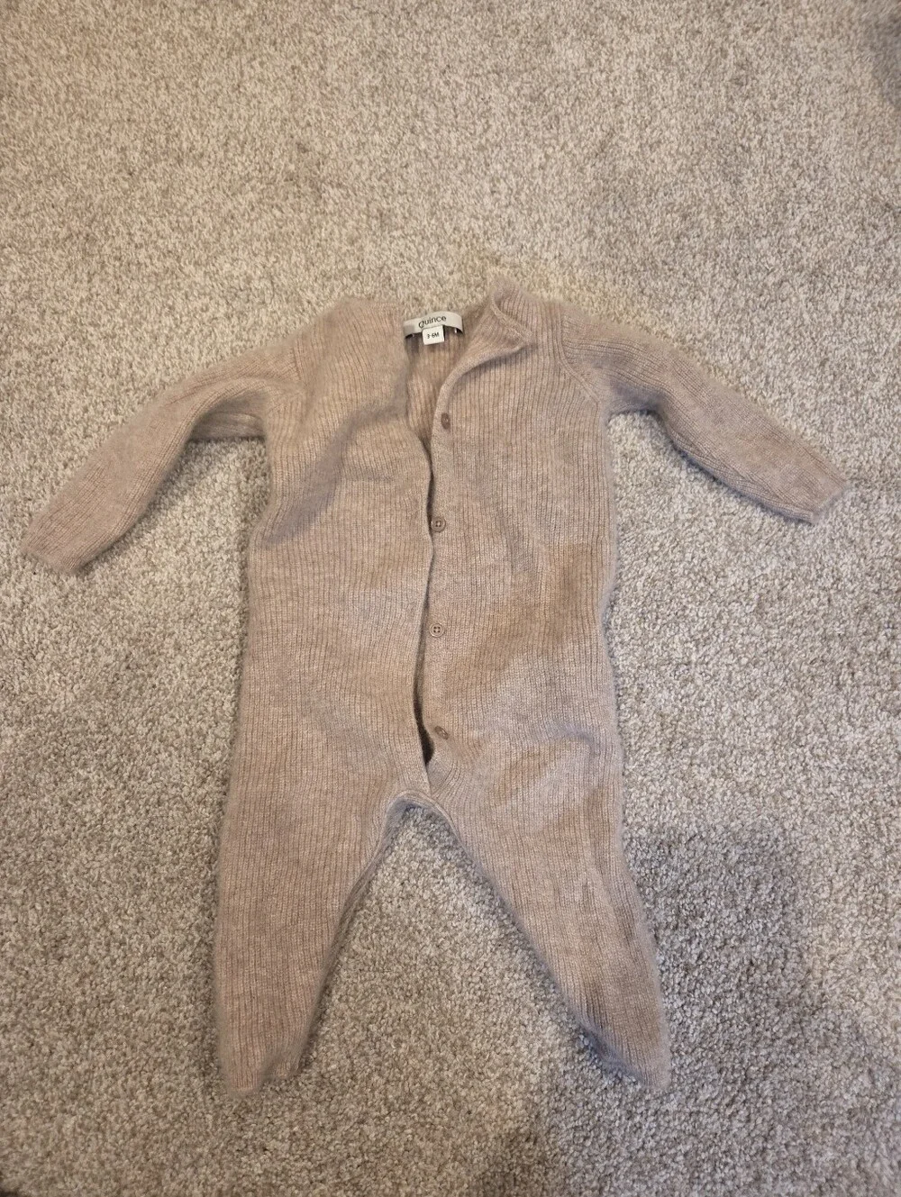 Quince 100% Cashmere Baby Romper | Oatmeal | 3-6M